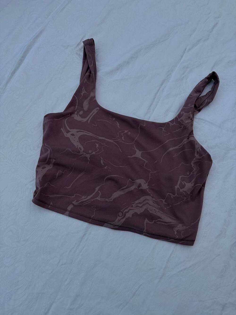 Mauve Marble Crop Sports Bra